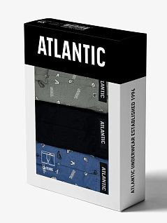 Набор боксеров с узором (3шт) (светлый хакки + черный + голубой) ATLANTIC 51512